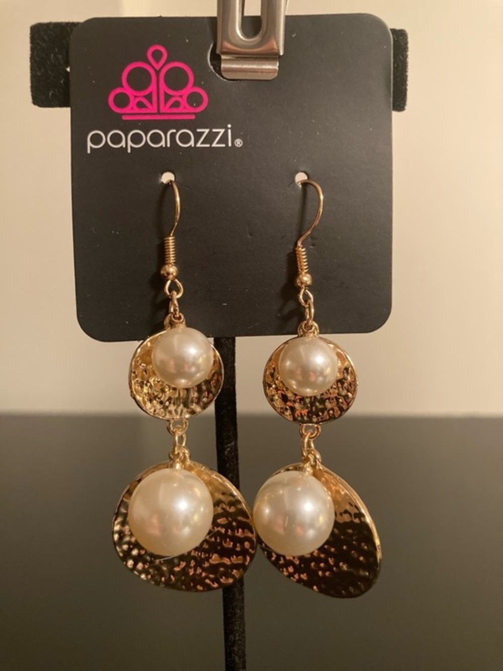 paparazzi Gold and Pearl Dangle Earrings